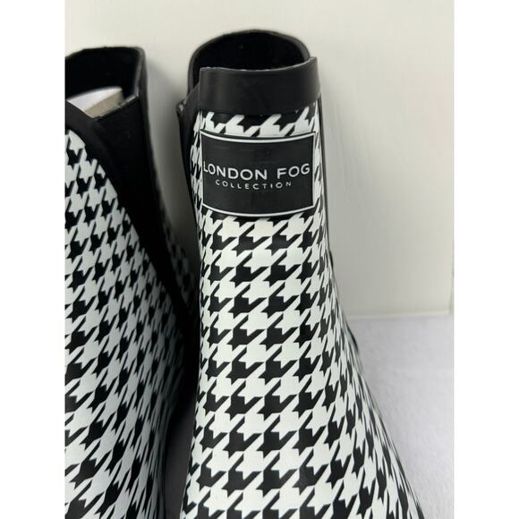 Women's London Fog Piccadilly Ankle Rain Boots Houndstooth Plaid, Size 9M - Picture 6 of 8